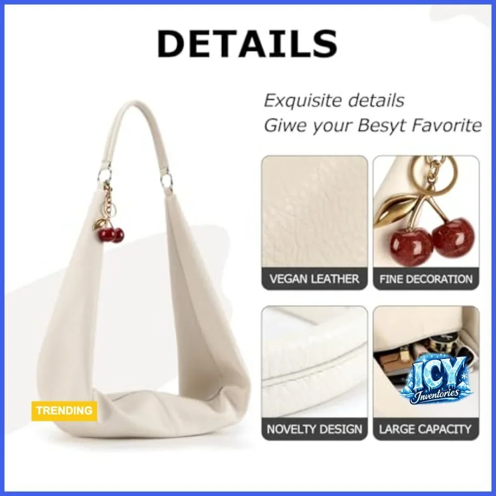 Soft Vegan Leather Hobo Bag Shoulder Purse Top Handle Handbag